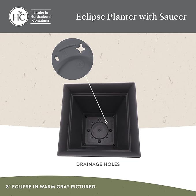 The HC Companies Eclipse Square Plastic Planter w/Attached Saucer - Outdoor & Indoor Plant Pot with Drainage Holes - Lightweight, UV-Resistant Plastic Pots for Plants (10" Peridot Green, Pack of 1)