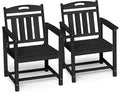 Ciokea HDPE Outdoor Patio Dining Chairs Set of 2, All-Weather Porch Chair with Wide Seat, Durable Outdoor Furniture for Backyard, Garden, Lawn & Poolside, Black