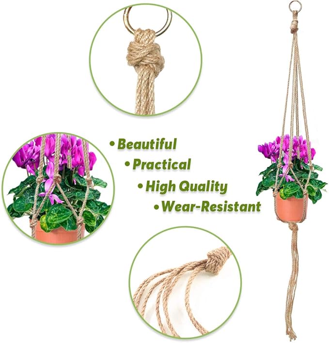 Keadic 6Pcs Macrame Plant Hanger, 3 Sizes Indoor Hanging Plant Holder Hanging Plant Holder Plant Hangers Hanging Planters for Indoor Plants for Home Patio Garden