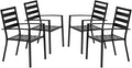 VINGLI Outdoor Dining Chairs Set of 4, Metal Frame Patio Chairs with Armrests, Patio Dining Chairs Garden Chairs for Yard, Front Porch and Deck, Black