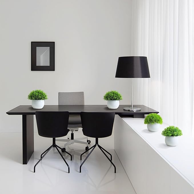 Fake Plants 4 Packs Artificial Potted Plants Faux Greenery Small Fake Shelf or Desk Greenery for Home Indoor,Faux-Indoor-Living Room-Home-Outdoor