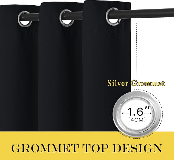 NICETOWN Black Out Curtain for Living Room - Easy Care Solid Thermal Insulated Grommet Blackout Panel/Drape for Bedroom Window (1 Panel, 52 inches Wide by 54 inches Long)