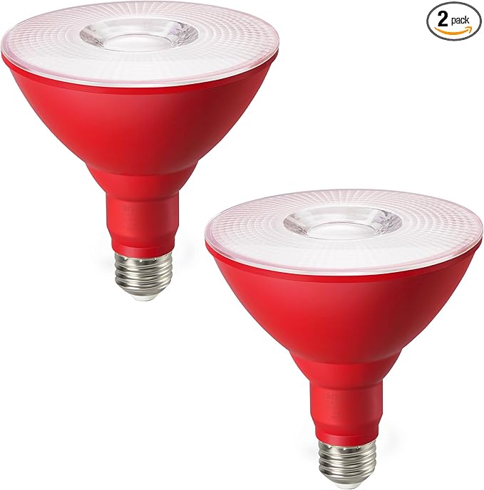 EDISHINE PAR38 Red LED Flood Light Bulbs Outdoor, Dimmable LED Light Bulb, 18W(120W Equivalent), Outdoor Weatherproof Light Bulb, E26 Base, 2 Pack