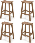 Stoog All-Weather Bar Stools Set of 4, Patio Barstools, Never Rot or Fade, for Bar, Kitchen Counter and Deck, Teak