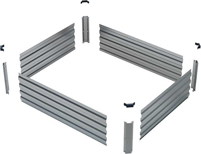 4×3×1FT(2PCS) Galvanized Raised Garden Bed Kit, Metal Planter Boxes,Large Raised Garden Bed for Planting Vegetables,Flowers,Herbs -Silver