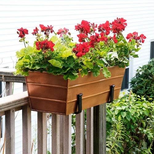 Achla Designs Copper PlatedWindow Flower Box Planter-Small (22" L x 6" W x 5" H)