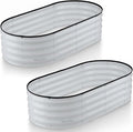 Plant & Plot Galvanized Raised Garden Beds Outdoor // 4×2×1 ft (2-Pack) Planter Raised Beds for Gardening, Vegetables, Flowers // Large Metal Garden Box // Patented Tool-Free Design (Light Gray)
