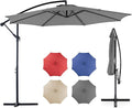 OLIXIS Offset Patio Umbrella, 9.7FT Cantilever Table Umbrellas for Outdoor Sun Shade UV Protection with Easy Tilt Adjustment, 8 Ribs for Backyard, Lawn, Garden, Pool - Grey