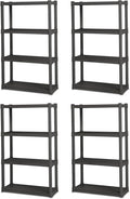 Sterilite 4-Pack 4 Shelf Unit, Heavy-Duty Shelving Storage and Utility Rack - Standing Plastic Organizer Shelves for Kitchen, Bathroom, and Garage