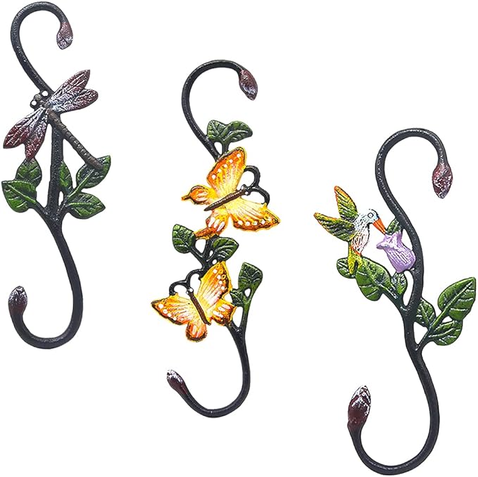 Heavy Duty S Hooks, Large Plant Hangers Outdoor, Metal Decorative Plant Hooks for Hanging Garden Planters, Flower Baskets, Pots, Bird Feeders
