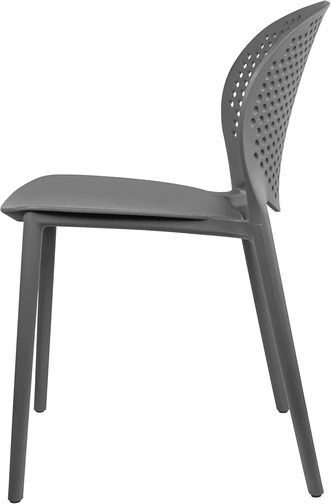 2xhome Set of 2 Patio Dining Chairs | Modern Stackable Outdoor Pool Side Chair | Weather Resistant Plastic for Yard, Porch, Balcony, Kitchen, Gray