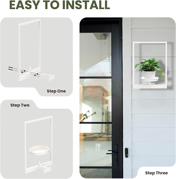 Hanging Planters for Indoor Plants White, Wall Plant Holder Stand to Hold Large Pots - Premium Metal Wall Planters for Indoor Outdoor Decor
