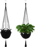 Shappy 2 Pack Jute Crochet Long Plant Hanger for 3 Inch to 12 Inch Pots, Macrame Plant Holder Rope with S Shaped Hooks for Halloween Home Decor (Black)