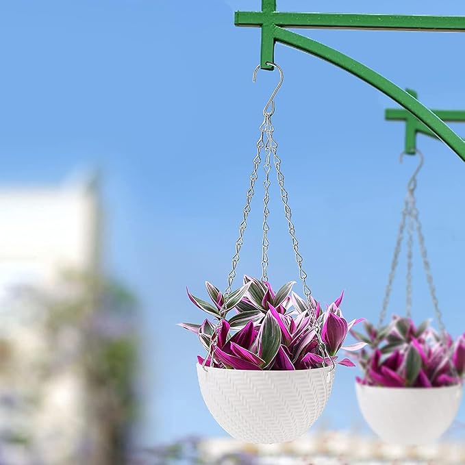 Foraineam 10 Pieces 6 Inch Hanging Planters, Garden Self-Watering Flower Plant Pot Container, Mini Succulent Planter Pots with Hanging Chain