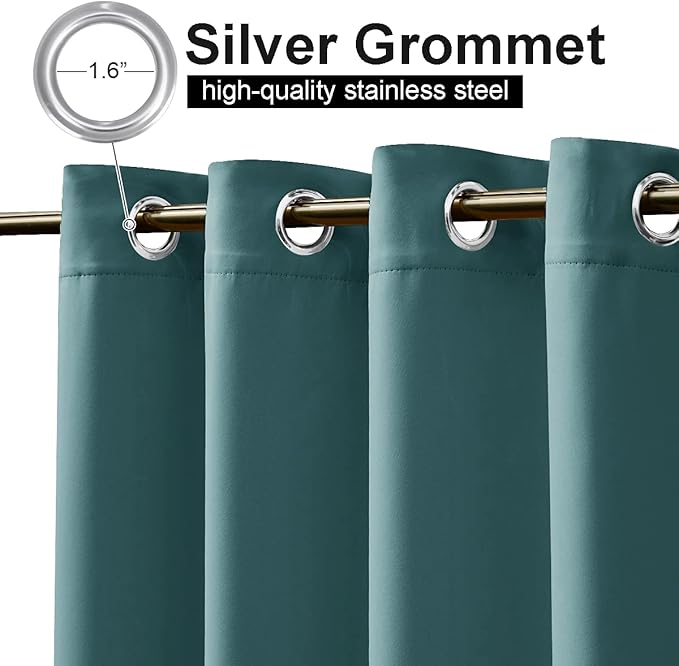 NICETOWN Waterproof Outdoor Patio Curtain W84 x L84, Rustproof Grommet Blackout Weighted Outdoor Window Treatment Thermal Insulated Sunlight Block Drape for Sun Room/Porch, Teal, 1 Piece