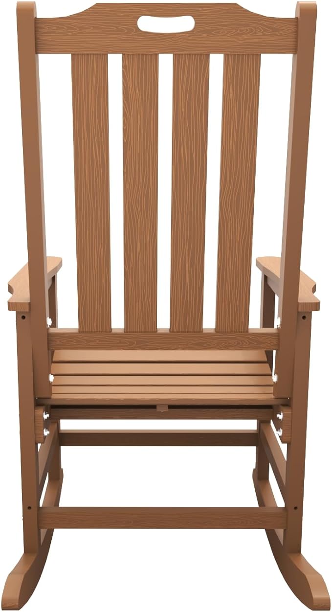 Oversized Rocking Chair Set of 4, Outdoor Rocking Chair for Adults, All Weather Resistant Porch Rocker for Lawn Garden, Wood