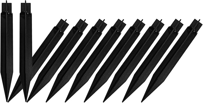 10 Pack Solar Light Stakes Replacement (Fit for Pole Inner Diameter 0.73 inch), ABS Reinforced Ground Spikes with Wire Holes for Outdoor Solar Light Pathway Christmas Landscape Garden Deco