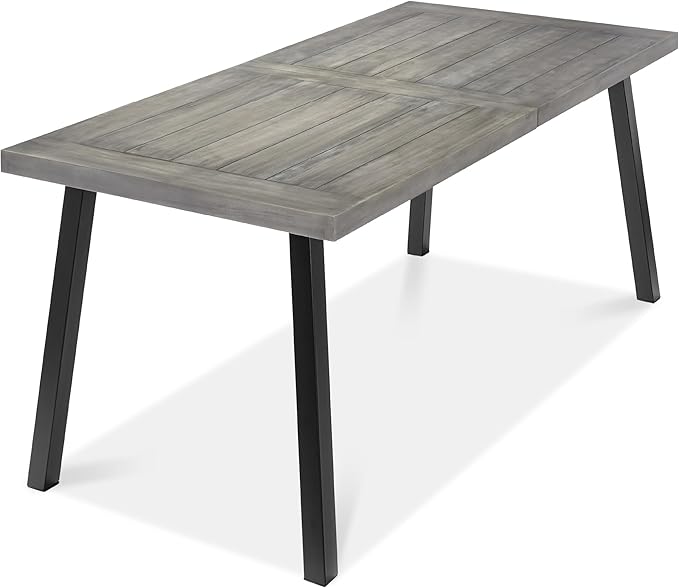 Best Choice Products 6-Person Indoor Outdoor Acacia Wood Dining Table, Picnic Table w/Powder-Coated Steel, 350 Pound Capacity Legs - Weathered Gray