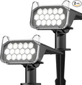 WdtPro Solar Spot Lights Outdoor Waterproof, Bright Solar Lights Outdoor with 16 Extra-Large LEDs, 3 Modes Landscape Spotlights, 2-in-1 Solar Powered Light for Yard Flag Garden, 2 Pack, Cool White