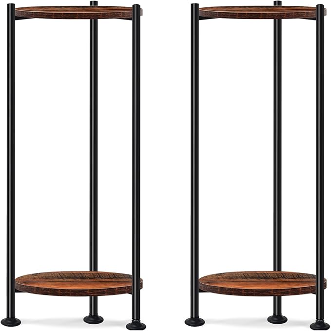 2-Pack Plant Stand Indoor Outdoor, 30'' Tall Plant Stands for Indoor Plants, Heavy Duty Indoor Plant Shelf, 2 Tier Flower Stand for Living Room, Balcony, Deck(Brown)