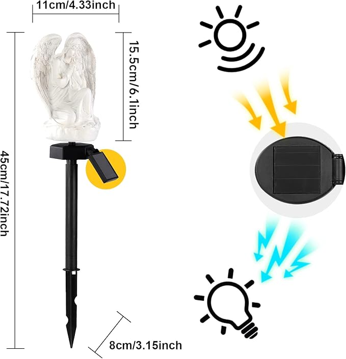 Garden Solar LED Light with Stake, Waterproof Outdoor Decor for Walkway Courtyard Party Decor, White Angel