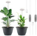 2 Pack 11 Inch Plant Pots with LED Grow Lights,Grey Indoor Flower Pots with Full Spectrum Dimmable Grow Lights,Drainage Holes & Plug,Soil Moisture Meter Included