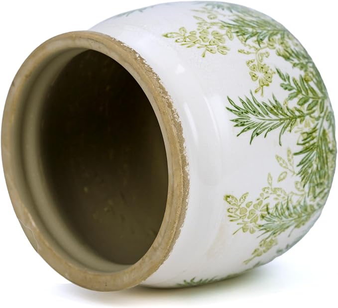 Flower Pot,Vintage Ceramic Pot for Planter with Drainage Holes, 6.29 inch Ice Crack Glazed Indoor Planters Pot for Indoor,Tucan Home Decor,Gardening Gifts (French Country)