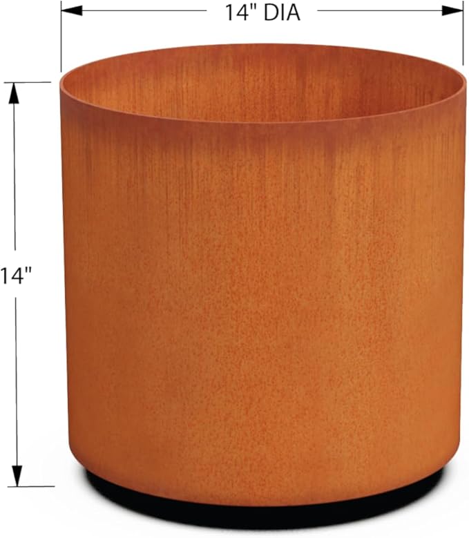 PLANTERCRAFT Corten Steel Metal Planter Box, Round Sizes, Modern Garden Steel planters for Commercial and Residential Outdoor Use.