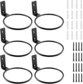 6 Pack 4 inch Flower Pot Holder Ring, Flower Pot Holder Ring Wall Mounted Set Wall Mounted Metal Planter Hanger Matte Black Hanging Plant Holders