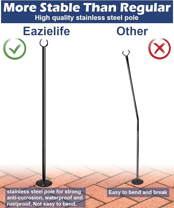 10FT String Light Poles for The Outdoor, Heavy Duty Metal Lighting Stand Pole for Hard Soil Wood Backyards Patio Weddings Holiday Party Decorations 2 Pack