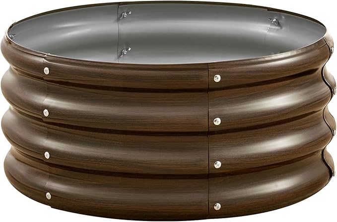 VEVOR 3 Pcs 2x2x1ft Round Galvanized Raised Garden Bed Kit, Outdoor Metal Raised Beds for Gardening Vegetables, Easy Assembly Garden Planter Box for Flowers Fruits with Open Base