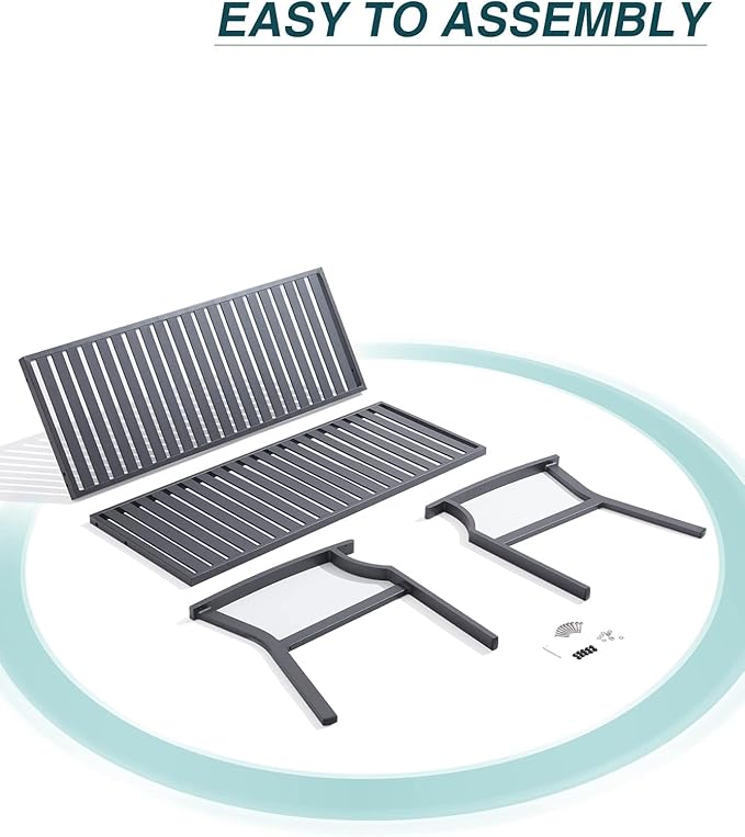 52" Outdoor Bench Garden Bench, Weatherproof Anti-Rust Heavy-Duty Outside Benches Clearance, Aluminum Metal Bench for Front Porch, Patio, Park (Dark Grey,1 PCS)
