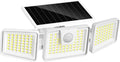 INCX Solar Motion Sensor Lights Outdoor, 3 Heads Security Lights Solar Powered, 156 LED Flood Light Motion Detected Spotlight for Garage Yard Entryways Patio, IP65 Waterproof, White, 1 Pack