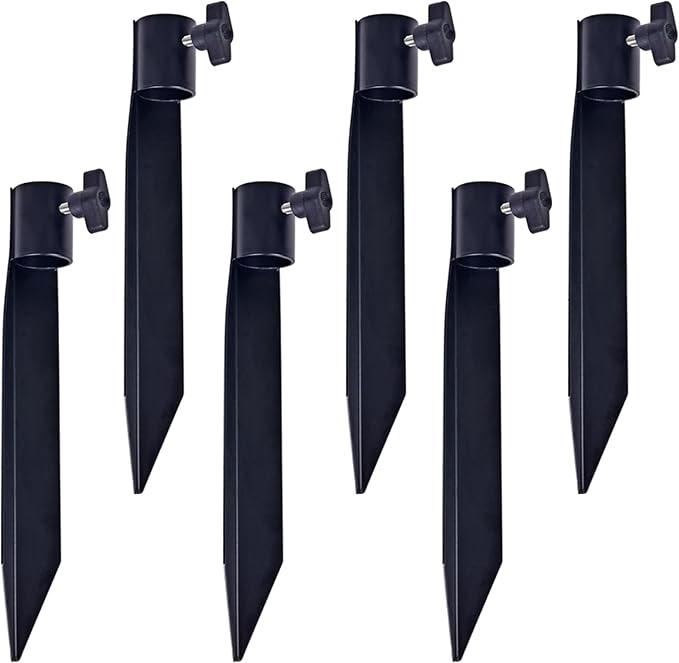 Outdoor Metal Stakes for Ground, Garden Stakes for Lights,Used for Replacement Metal Ground Spike in Live Flame Torches and Solar Lights-6.7 Inch (Black 6 Pack)