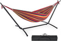 DUMOS Double Hammock with Space Saving Stand, Heavy Duty Steel Frame, Portable for Outside & Indoor Use, 450lbs Capacity, Easy Assembly, Carrying Bag Included, Red