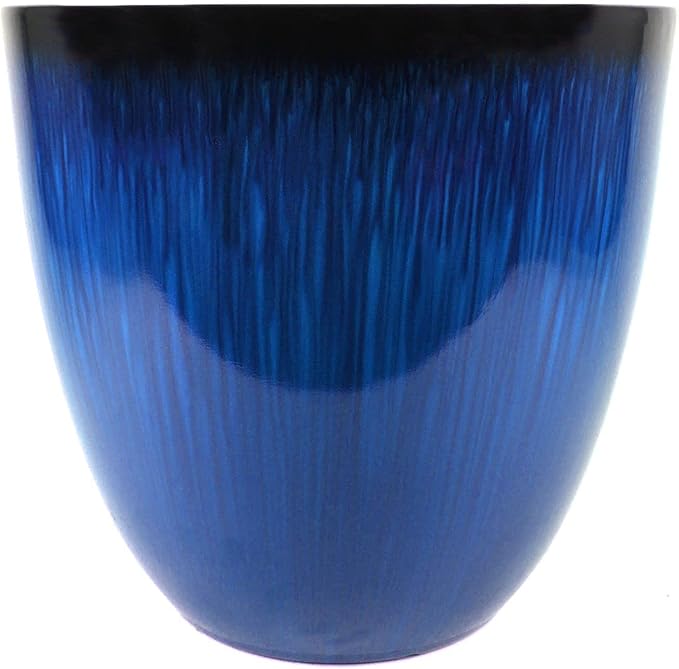 Gardener Select (EPR15-204) Large Egg Shaped Planter - Modern Indoor & Outdoor Decorative Flower Pot/Box (15 Inch, Blue Flower)