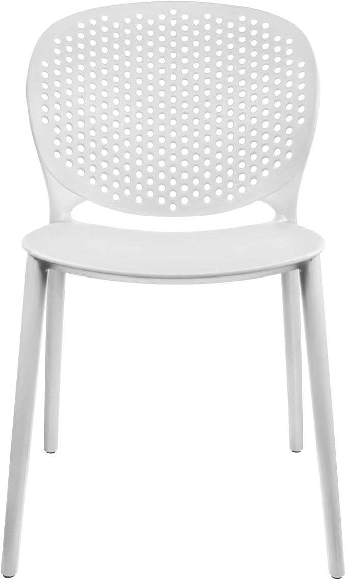 2xhome Set of 3 Patio Dining Chairs | Modern Stackable Outdoor Pool Side Chair | Weather Resistant Plastic for Yard, Porch, Balcony, Kitchen, White