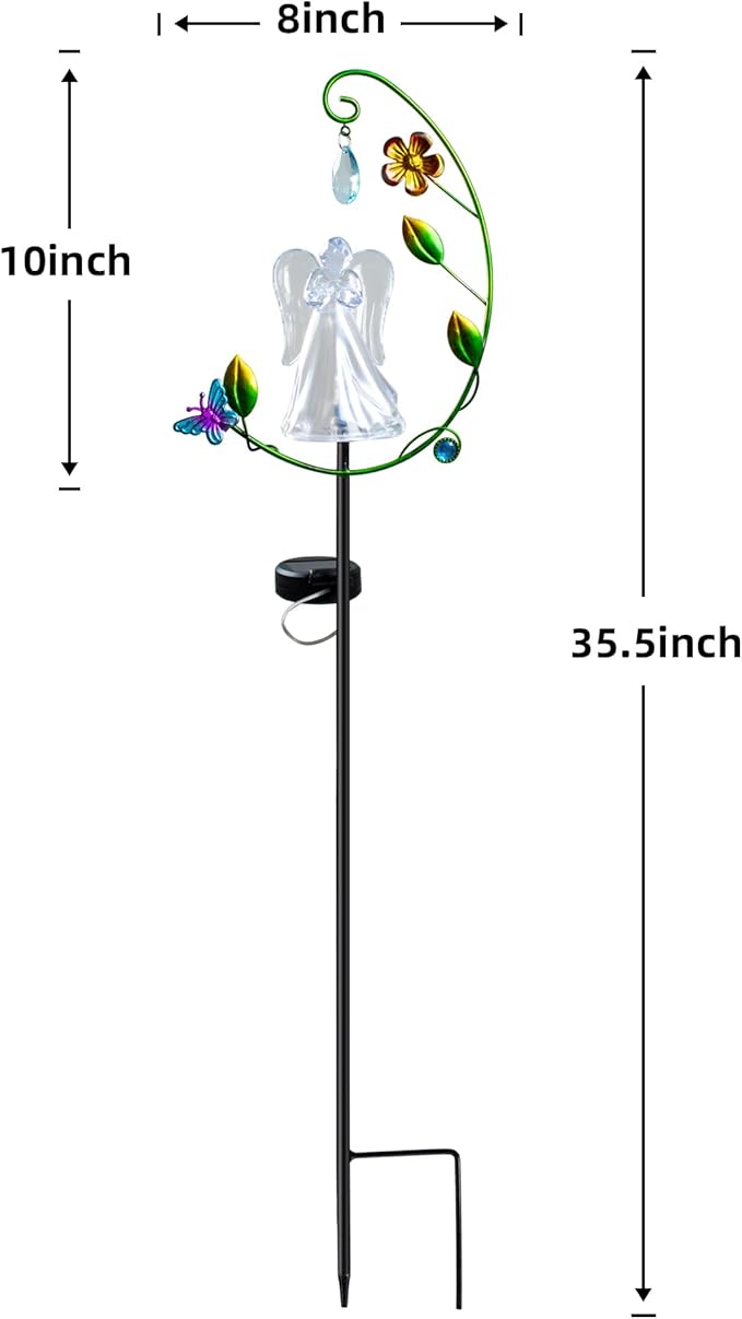 Solar Angel Light for Cemetery Decor - Color Changing Memorial Gift, Outdoor Garden Stake Light for Grave, Yard, Patio - Waterproof Sympathy Decoration with LED