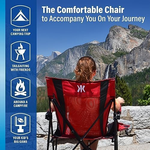 Kijaro Foldable Camping Chair, Vik Black, Polyester, Mesh, Steel, Portable, Durable, Unisex