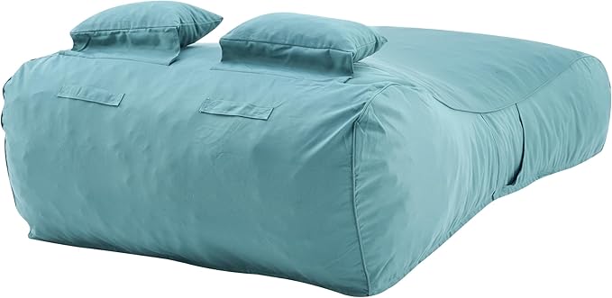 Merax Outdoor Bean Bag Chair Sun Lounger for 2 Adult, 73" Big Comfy Outdoor Bean Bag Daybed Couch with Headrest, Water-Resistant Fabric Patio Chaise Lounger Chair for Pool Balcony Beach Deck, Teal