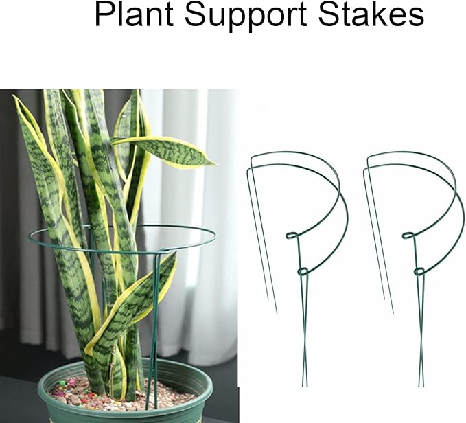 Plant Support Stakes,10Pack Metal Garden Plant Stake,Green Plant Support Ring Cage for Tomato,Rose,Flowers (10)