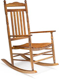 VINGLI Wooden Rocking Chair, Outdoor Chair with 450 lbs Support, Relaxing Rocker with Solid Wood High Back Seat Reclining Seat for Deck, Garden, Backyard, Porch, Indoor or Outdoor Use (Teak, 1PC)