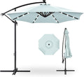 Best Choice Products 10ft Solar LED Offset Cantilever Hanging Market Patio Umbrella, 8 Sturdy Ribs, Easy Adjustment - Baby Blue