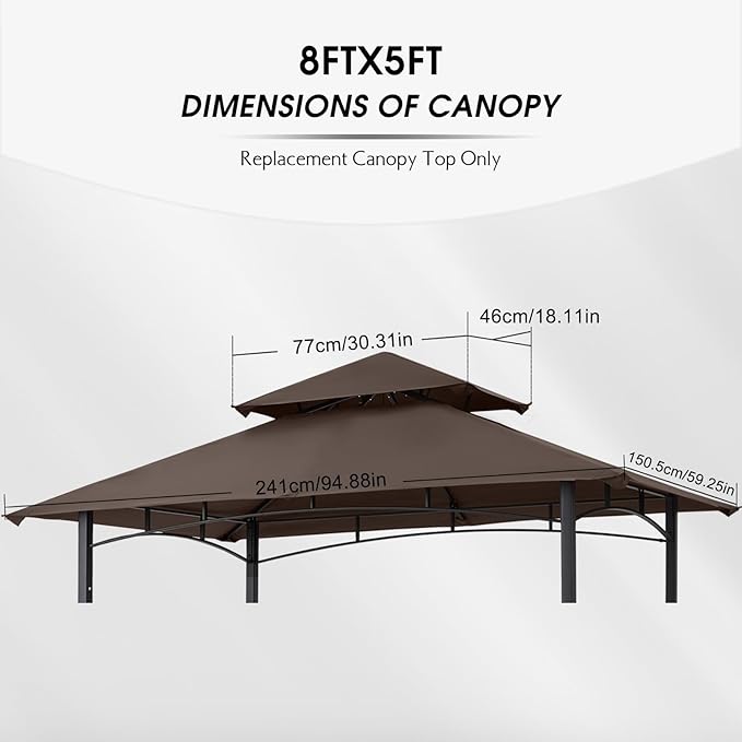 MASTERCANOPY Grill Gazebo Replacement Canopy Top for Model L-GG001PST-F (Brown)