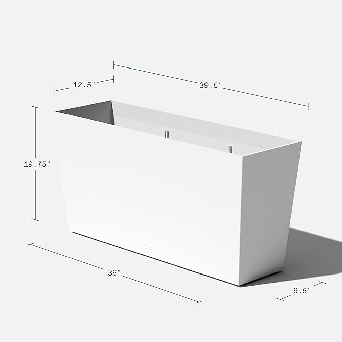 Veradek Pure Series Midori Trough Planter - Large Rectangular Planter for Indoor or Outdoor Deck/Porch | Durable All-Weather Use with Drainage Holes | Modern Decor for Shrubs, Flowers, Small Plants