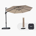 PURPLE LEAF 10 Feet Patio Umbrella with Base and Cover Round Outdoor Cantilever Umbrella Aluminum Offset Umbrella with 360-degree Rotation for Garden Deck Pool Patio Beige