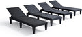 Nestl Patio Chairs - Black Chaise Lounge Chair Outdoor, 5-Position Adjustable Sun Tanning Chair, Waterproof Pool Lounge Chairs Set of 4, Reclining Lawn Chair, Lightweight Outdoor Lounge Chairs