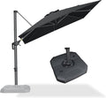 PURPLE LEAF 8 Feet Square Cantilever Umbrella Patio Umbrella with Base Outdoor Umbrella Aluminum Offset with 360-degree Rotation for Garden Deck Pool Patio Black
