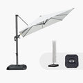 PURPLE LEAF 8'×8' Patio Cantilever Umbrella with Base Included Offset Outdoor Umbrella with cover Square umbrella outdoor patios for Backyard Pool Garden White