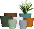 7/6.5/6/5.5/5/4.5/4 inch Plastic Plant Pots, 7 Pack Flower Planter for Indoor Outdoor Plant, Planters with Drainage Holes and Trays (Colorful)